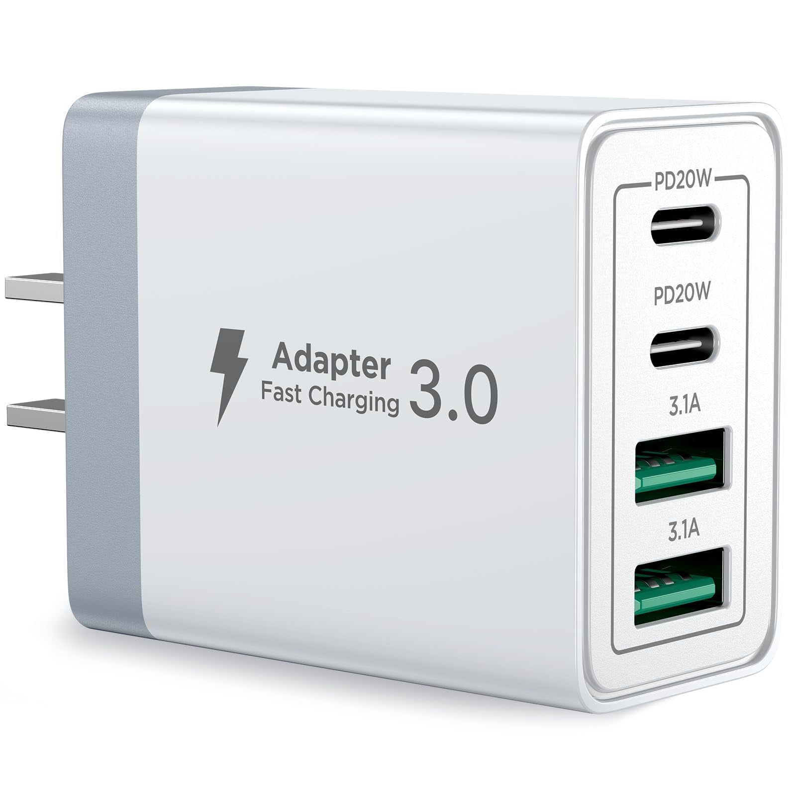 Cargador Usb C Aioneus Cargador Rápido De 4 Puertos Y 40 W, Color Blanco