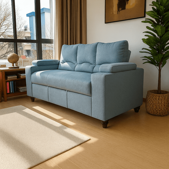 Sofa Cama Baul 2 Pz Deco Lino Turquesa