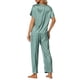 thumbnail image 3 of INSPIRE CHIC Conjunto de Pijama de Satén para Mujer Regreso a Clases Camisa de Dormir de Manga Corta Suave con Botones y Pantalones Largos Conjunto de Salón con Bolsillo en el Pecho XL Gris Verde, 3 of 6