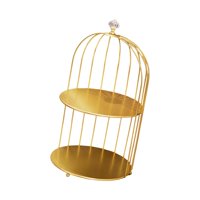 Magideal - Soporte De Maquillaje Para Exhibición De Pasteles En El Baño, Joyería, Perfume, Jaula Para Pájaros, Tocador, Organizador De Cosméticos, Soporte Para E Oro De 2 Niveles