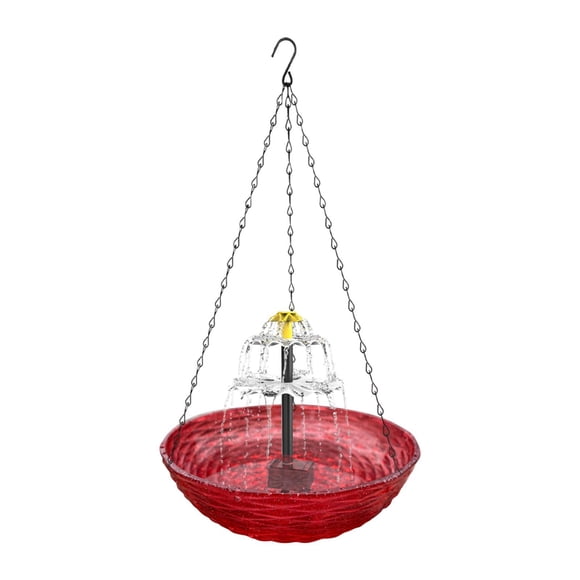 Balcón De Baño De Pájaros Solares Césped Con Energía Solar Fuera De La Cubierta Del Jardín Del Jardín Patio Patio Colgante Patio De Baño De Pájaros Rojo