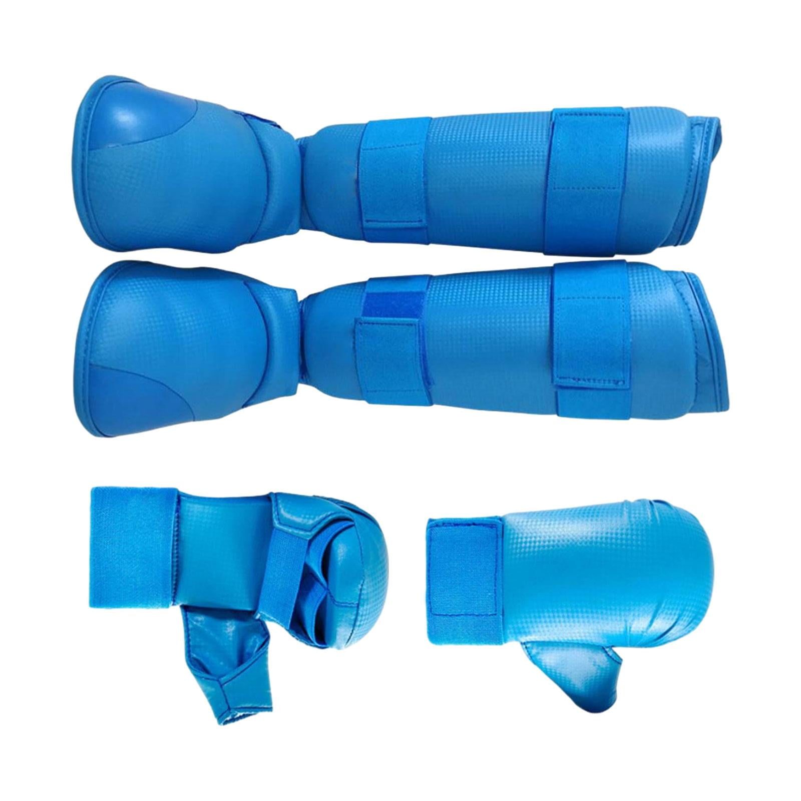Magideal - Conjunto De Equipo De Sparring De Karate, Guantes De Boxeo, Espinilleras, Almohadillas De Entrenamiento De Taekwondo, Guantes De Boxeo, Equipo De Spar Azul