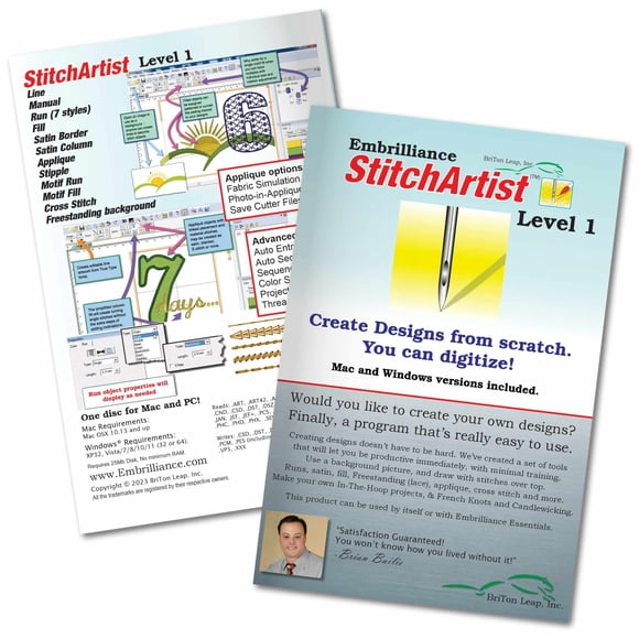Software de bordado Embrilliance StitchArtist Nivel 1