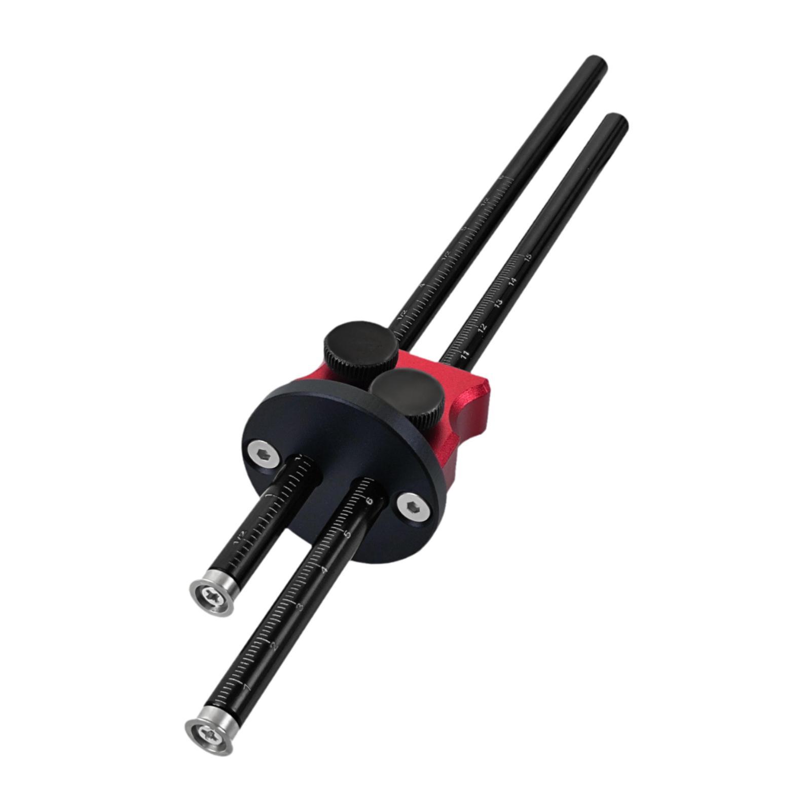 Magideal - Calibre Para Marcar Ruedas, Calibre Para Carpintería, Calibre De Precisión De Doble Cabezal, Calibre De Aleación De Aluminio Negro Y Rojo, Herramienta