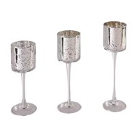 Magideal - Portavelas Cónico De 3 Piezas, Candelabro De Cristal, Adorno De Inauguración De La Casa Para El Día De San Valentín, Portavelas Alto Para Boda De Año Argén