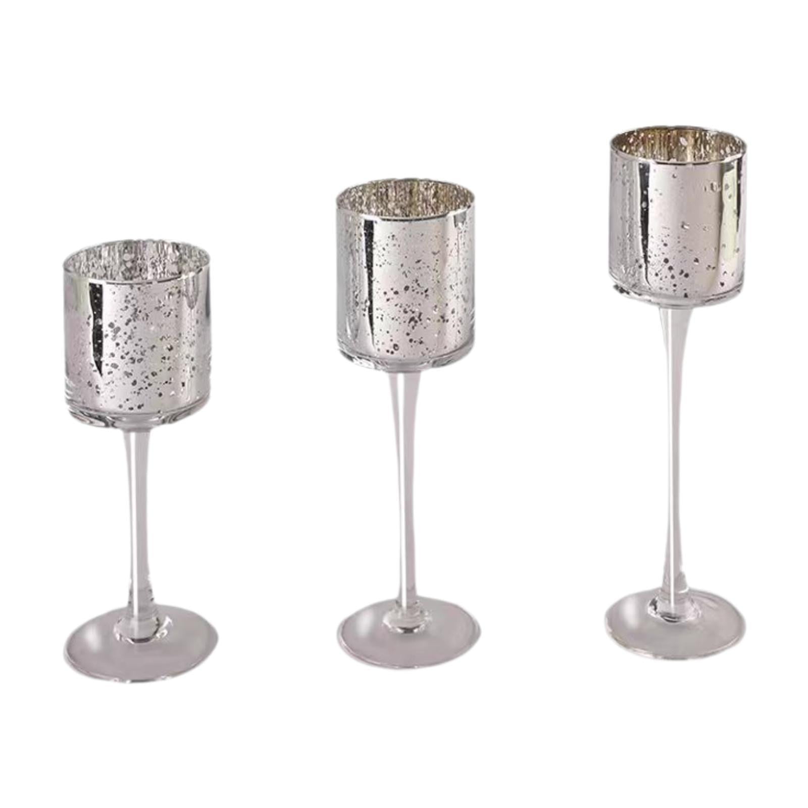 Magideal - Portavelas Cónico De 3 Piezas, Candelabro De Cristal, Adorno De Inauguración De La Casa Para El Día De San Valentín, Portavelas Alto Para Boda De Año Argén