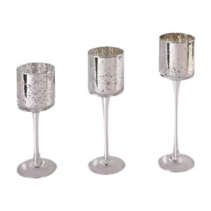 Magideal - Portavelas Cónico De 3 Piezas, Candelabro De Cristal, Adorno De Inauguración De La Casa Para El Día De San Valentín, Portavelas Alto Para Boda De Año Argén