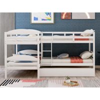 M&Ms - Twin L-Shaped Bunk Bed With Trundle-White{Old Sku Lp000024Aak}