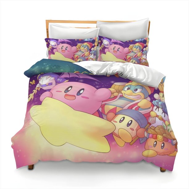 Kawaii Bed Cover Cute Cartoon Bedding Sets 3D Printed Lightweight Room Decor Sets 1 Duvet Cover and 2 Pillow Kids Boys Girls