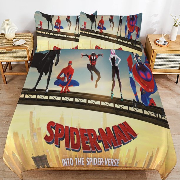 Spider Ma-n Across_thepider_Verse Spider Ma-n Bedding Set Sheet Set for Kids Adults,All Season Lightweight Bedding Set for Bedroom Bed Do Bed Sheets