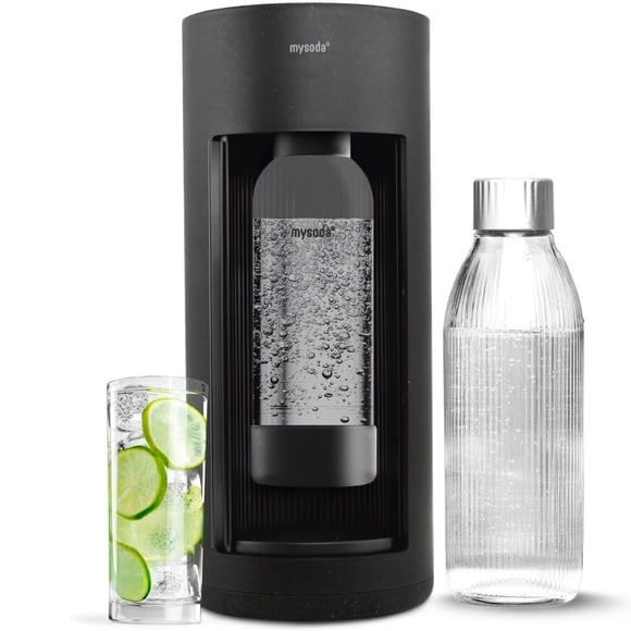 Mysoda Glassy Máquina para Hacer Soda 1 L Botellas de Vidrio y Plástico Negra