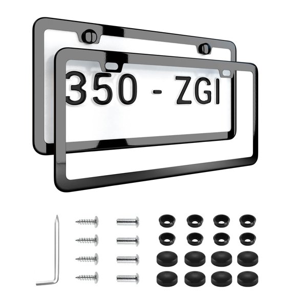 Marco para Placa de Matrícula Deselen Negro/ Cromado - Pack de 2