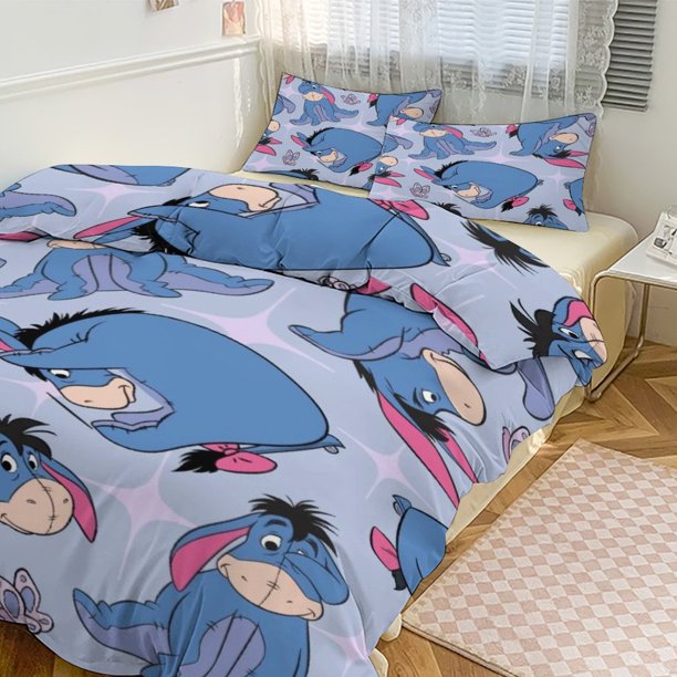 Eeyore Print Bedding Set Pattern Duvet Cove Set 3 Pieces 1 Quilt Cover And 2 Pillowcases for Women Men Teens