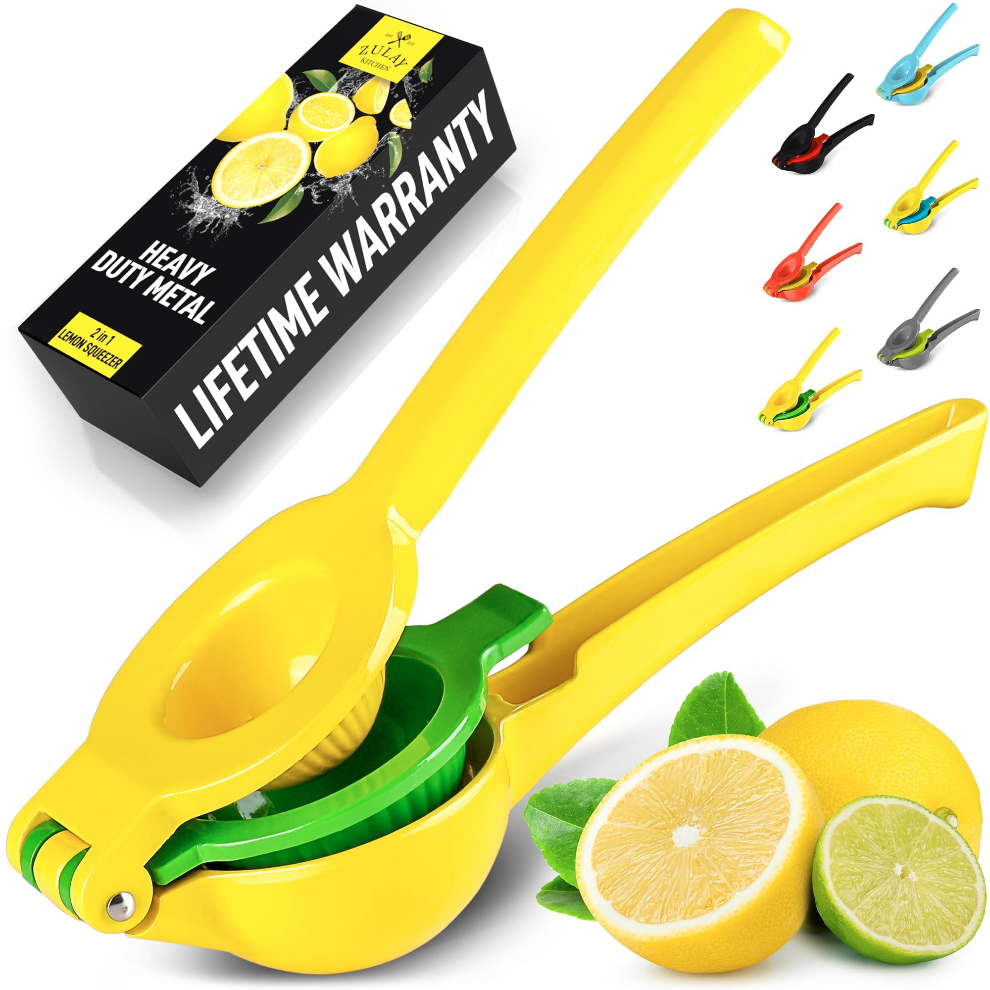 Zulay Kitchen - Exprimidor De Limones De Metal 2 En 1 Resistente Manual Cítricos
