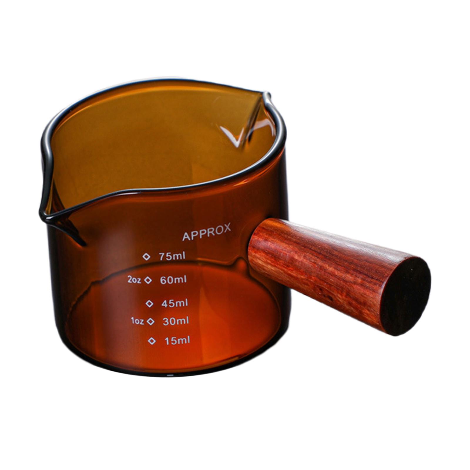 Magideal - Caños Dobles Vasos Medidores De Vidrio Para Licor Vasos Redondos Transparentes Con Mango De Madera Caños Dobles Vasos Medidores Para Té Y Té Suministr , 5.5X6Cm