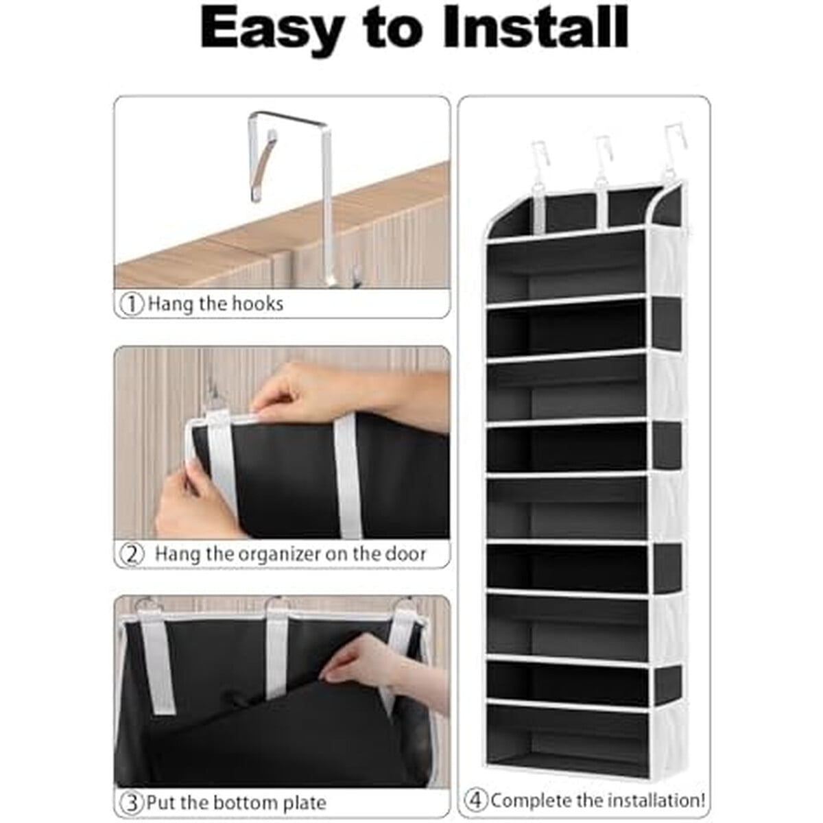 Organizador Puerta Tahavice 5 Bolsillos 10 Mallas Negro 140cm