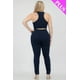 thumbnail image 2 of Saronite Conjunto de Top Corto Elástico de Tirantes Lisos y Pantalón Fruncido Largo, Azul Marino (Talla Grande para Mujer), 2 of 5