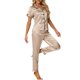 thumbnail image 4 of INSPIRE CHIC Conjunto de Pijama de Satén para Mujer de Manga Corta con Botones, Detalle de Ribete y Cintura Elástica, Conjunto de Descanso S Champán, 4 of 6