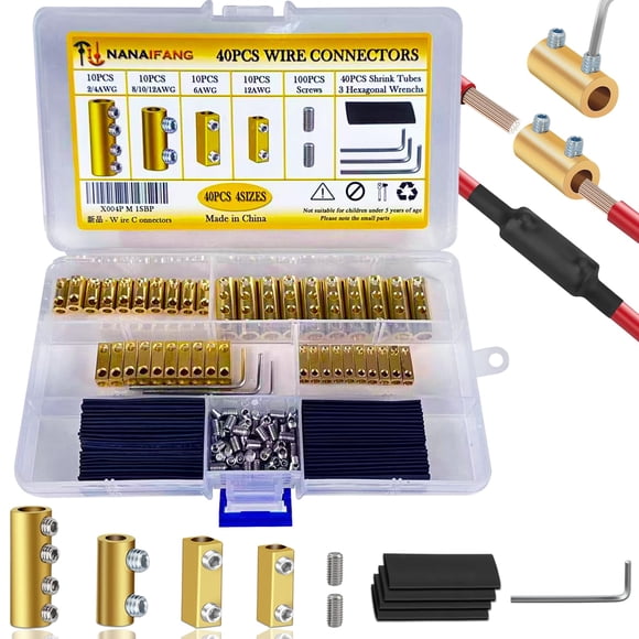 Conectores de cable NANAIFANG 40 piezas 2, 4, 6, 8, 10, 12 AWG con accesorios