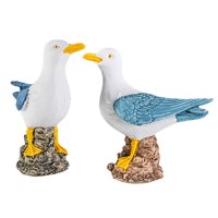 Magideal - 2 Piezas Gaviota Soporte Tocón Estatua Gaviota Estatuillas Artesanía Escultura Adorno Náutico Para Patio Hogar Interior Y Exterior Césped Jardín