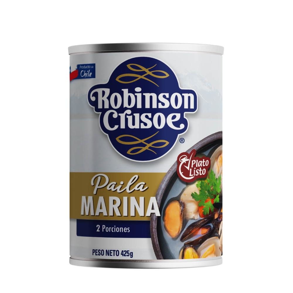 Paila Marina Plato Listo Lata Drenado 100g - Neto 190g Robinson Crusoe