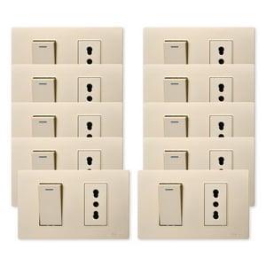 Want - Pack 10 Interruptor 1 912 16A Y Tomacorriente 1 16A - Dorado