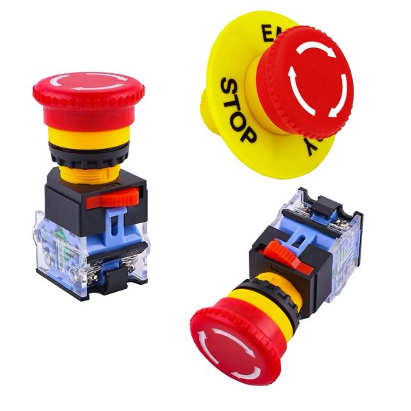 Botón de parada de emergencia (E‑Stop) QL‑LINRUN 22 mm 1NO1NC para panel industrial