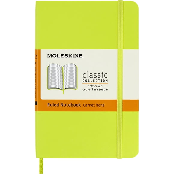 Libreta Moleskine Classic con tapa blanda, bolsillo, color verde limón