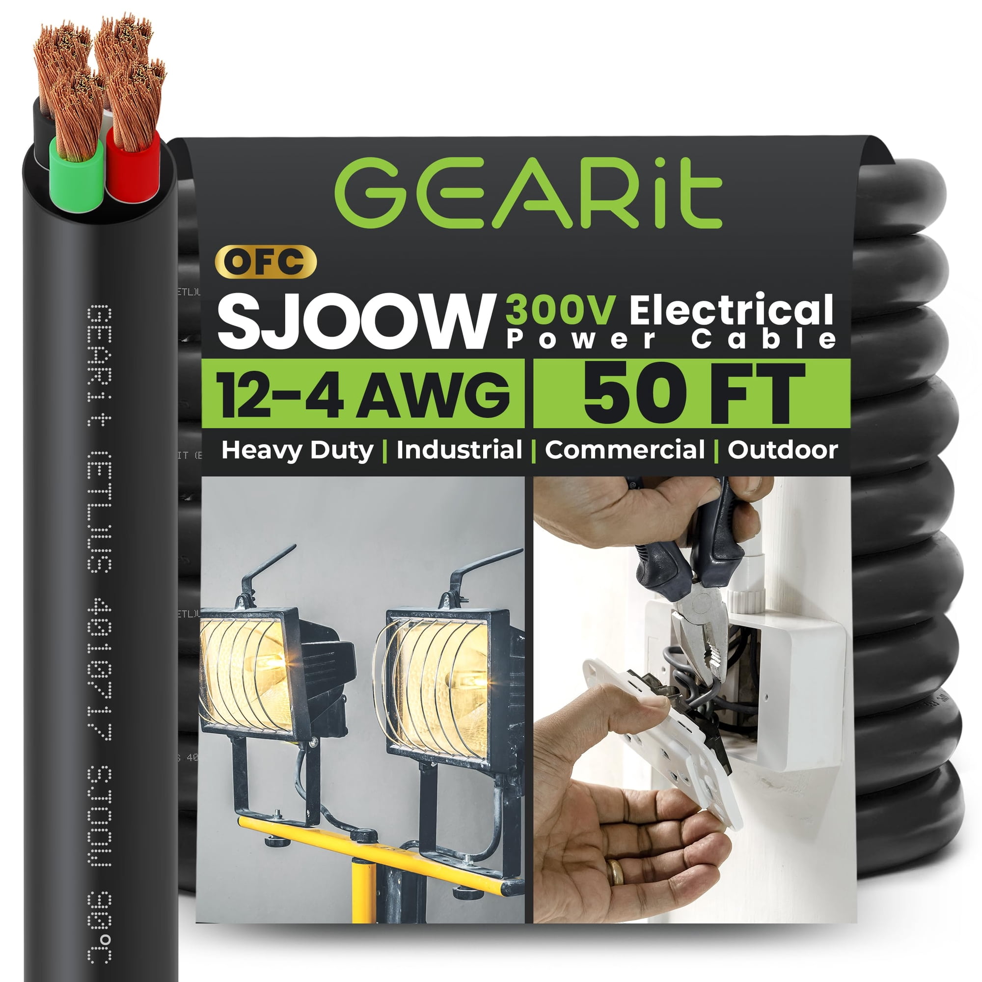 Cable De Alimentación Gearit 12 Awg 4 Conductores 15 M 300v Sjoow