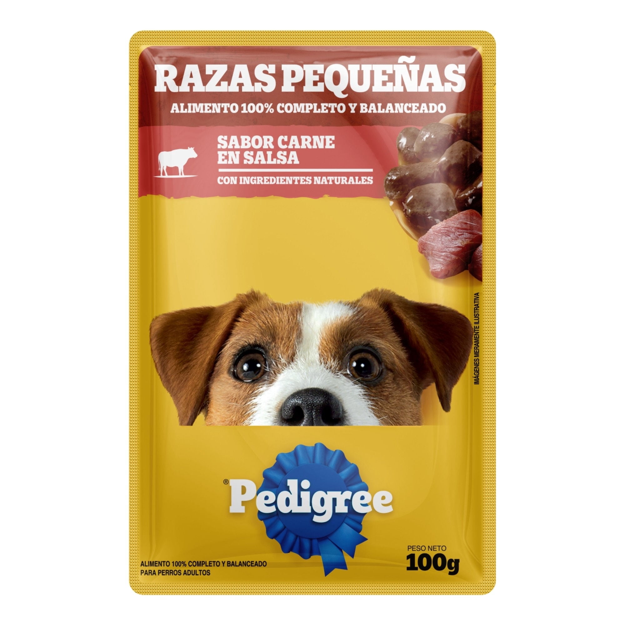 Alimento Húmedo Perro Adulto Raza Pequeña Sabor Carne Pouch 100 g Pedigree