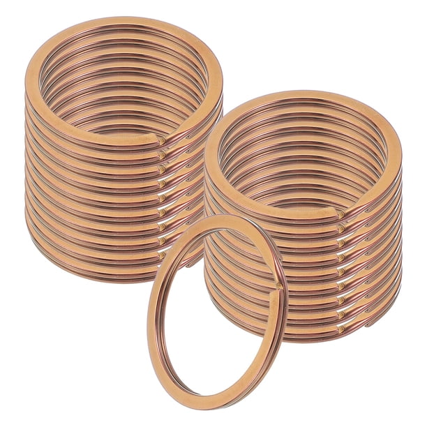 20 piezas de anillos de llavero divididos, anillos de llavero planos redondos de 35mm de acero inoxidable, anillo de cadena abierto, oro rosa