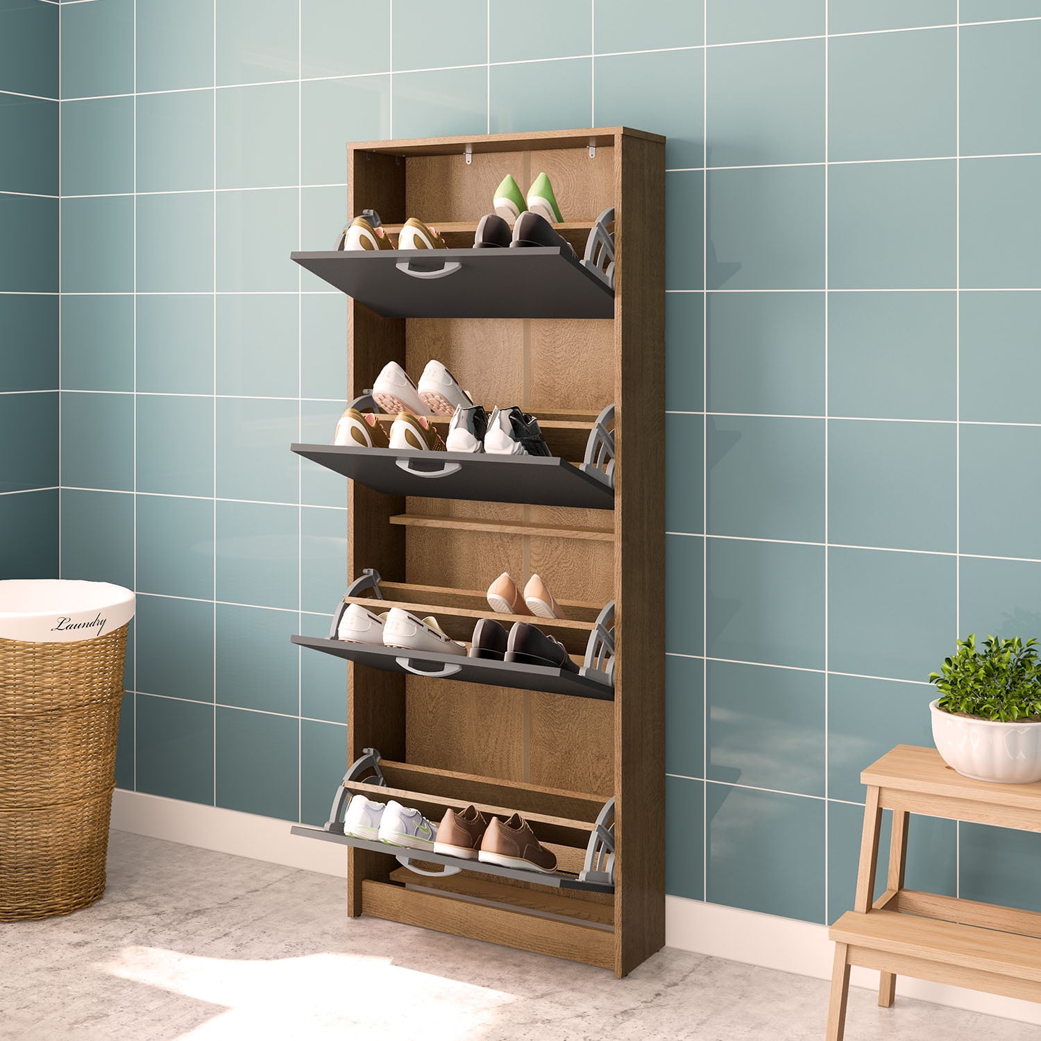 Vekka Home - Zapatera Nick Gris 4 Puertas