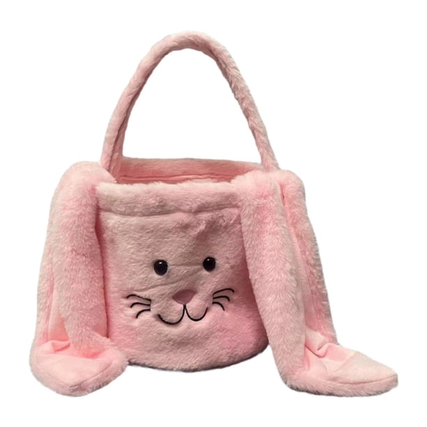 Organizador De Almacenamiento Portátil Con Forma De Cesta De Conejito De Pascua Para Recuerdos De Fiesta Y Salidas En Casa, Color Rosa.