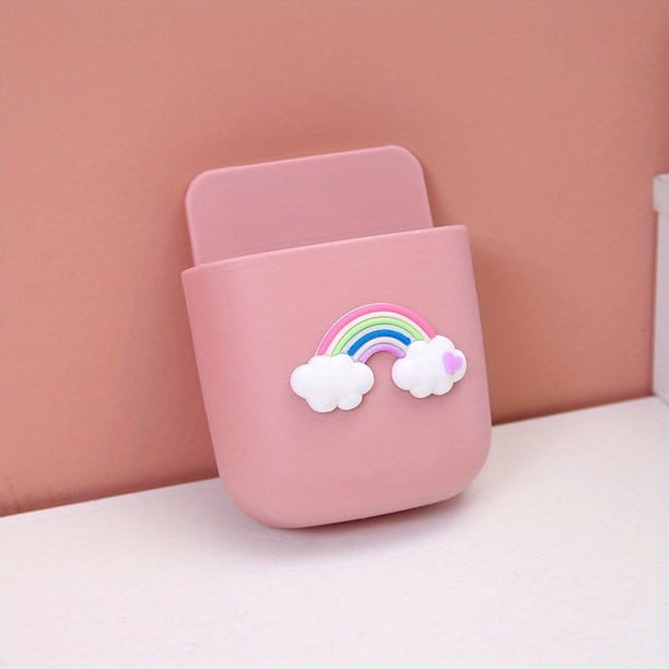 1pc Cute Cartoon Bedside Mobile Phone Hanging Rack with Stationery Pen Office Storage Box & Makeup Brush Wall Hanging Rack