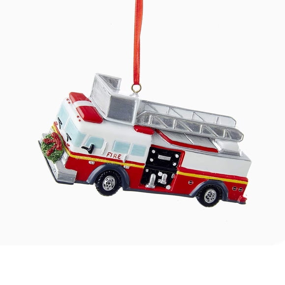Adorno Navideño Camión de Bomberos Kurt Adler con Corona 11 cm