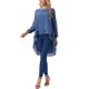 thumbnail image 2 of INSPIRE CHIC Blusas asimétricas de gasa casuales elegantes para mujer con mangas largas de linterna y cuello redondo, parte superior alta y baja M Gris Azul, 2 of 6
