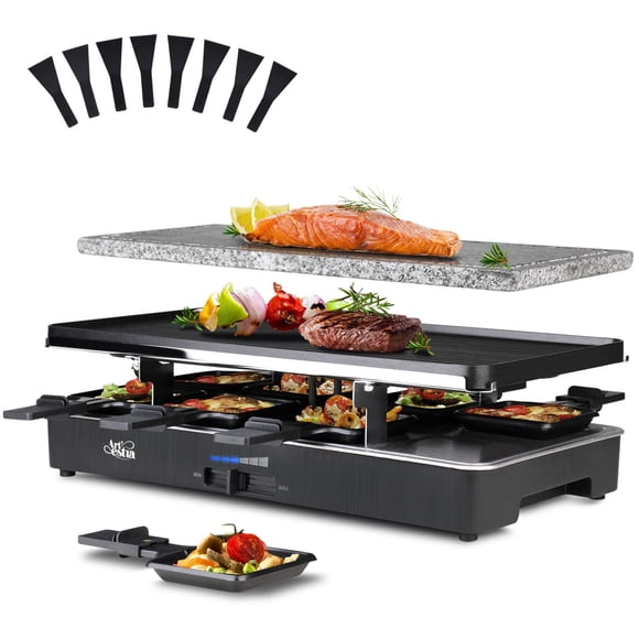 Parrilla de mesa Raclette Artestia 1700W con cocina a la piedra para carne
