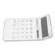 thumbnail image 4 of Calculadora de oficina blanca con pilas solares, teclas grandes y pantalla LCD transparente., 4 of 8