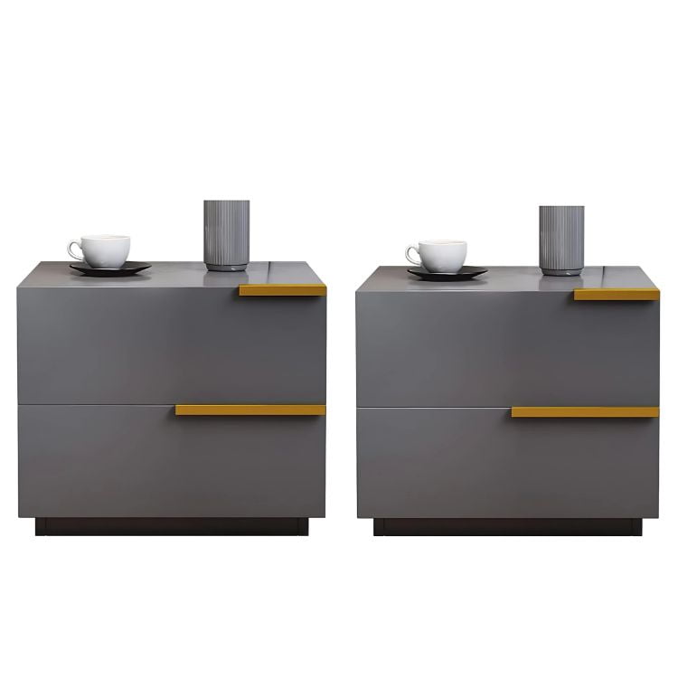 Pitaya - Pack 2 Velador De Melamina, 2 Cajones, 50*42*47cm Color Gris Oscuro