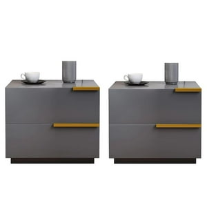 Pitaya - Pack 2 Velador De Melamina, 2 Cajones, 50*42*47Cm Color Gris Oscuro