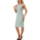 thumbnail image 4 of INSPIRE CHIC Vestido sin mangas de tweed a cuadros con cuello barco elegante en verde, 4 of 5
