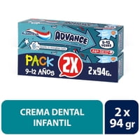 Pack Pasta Dental Niños Advance Kids 9-12 Años 2 Un De 94G C/U Aquafresh