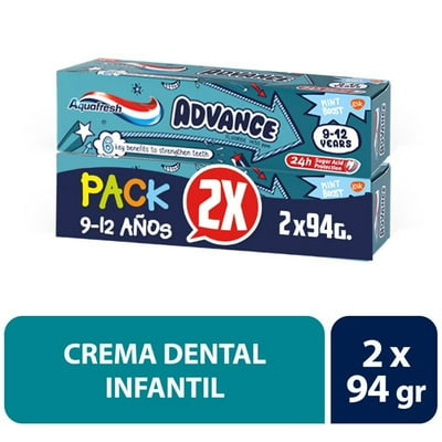 Pack Pasta Dental Niños Advance Kids 9-12 Años 2 Un De 94G C/U Aquafresh