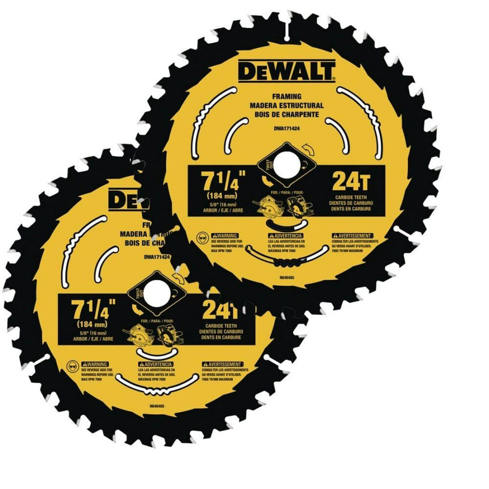 Hoja De Sierra Circular Dewalt Dwa1714242, 7 1/4 Pulgadas, 24 Dientes