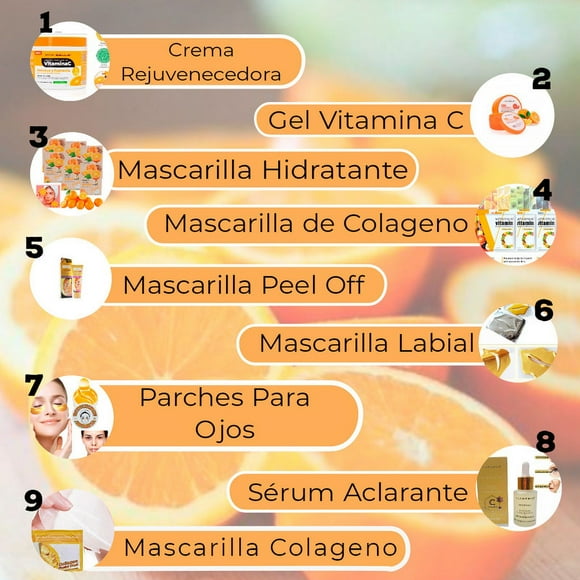 Skincare Combo Belleza Serum Mascarilla Gel Vitamina C 9p