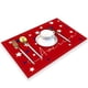 thumbnail image 1 of Set De 4 Mantelitos Individuales Para Mesa Tapetes Rectangulares De Tela Premium Fina Impermeables Y Resistentes 32 X 45 Cm Estilo H Rojo, 1 of 5