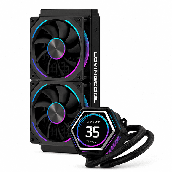 Refrigeración Líquida Para Pc Aio 240mm Lcd Argb Intel Amd Water Cooler Cpu Pantalla Temperatura Giratoria Doble Ventilador Pwm 255w Tdp Gamer Alto Rendimiento
