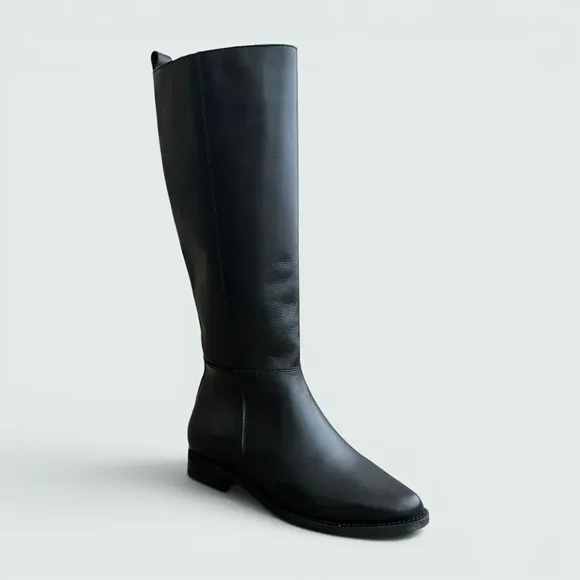 Bota de Cuero Mujer Wellington Negra 36