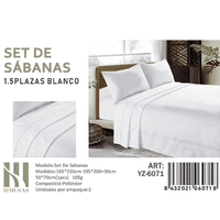 Mundo Shopping - Set De Sabanas Plaza Y Media Color Blanco 200 Hilos + 1 Funda De Almohada