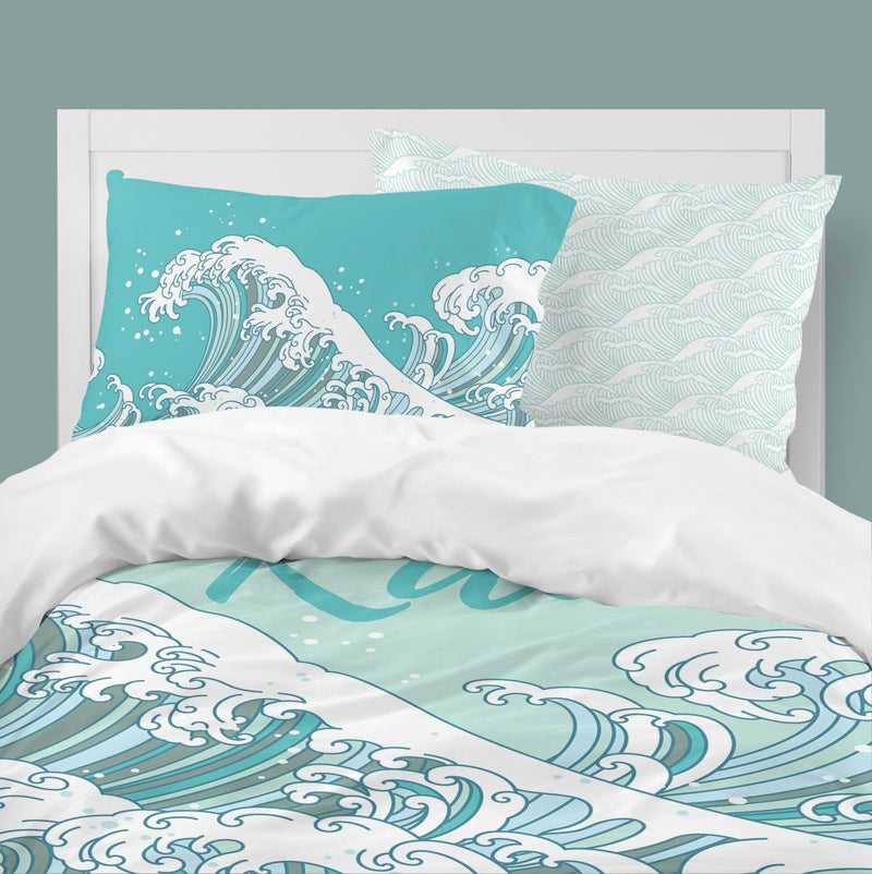 Milsleep - Juego De Cama Infantil Personalizado Ocean Waves (Edredón O Funda Nórdica)